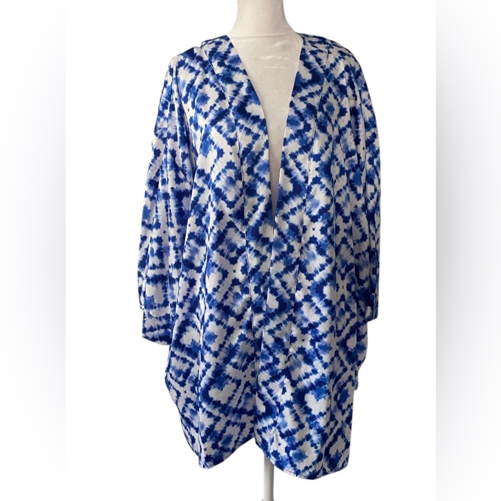 Slim Factor by investments geometric women’s open blouse size 3X